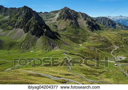 Bareges valley, view from street pass Col du Tourmalet, Hautes Pyrenees, France, Europe View Large Photo Image Stock Photo - Bareges valley, view from street pass Col du Tourmalet, Hautes Pyrenees, France, Europe. Fotosearch