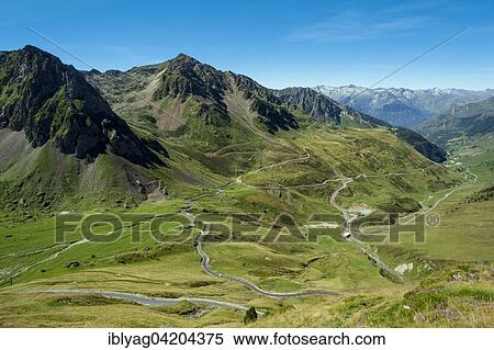 Bareges valley, view from street pass Col du Tourmalet, Hautes Pyrenees, France, Europe View Large Photo Image Stock Photography - Bareges valley, view from street pass Col du Tourmalet, Hautes Pyrenees, France, Europe. Fotosearch