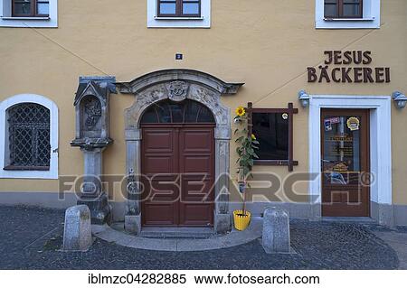 Baroque entrance to a bakery, Jesus Backerei, Nikolaigraben, Gorlitz, Oberlausitz, Saxony, Germany, Europe View Large Photo Image Stock Photography - Baroque entrance to a bakery, Jesus Backerei, Nikolaigraben, Gorlitz, Oberlausitz, Saxony, Germany, Europe. Fotosearch