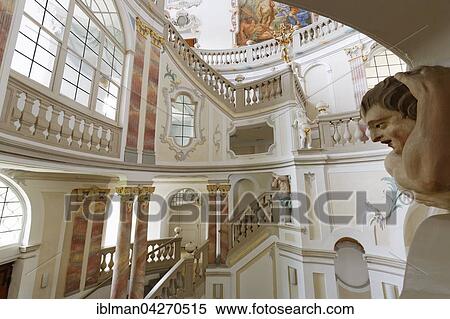 Baroque staircase, Wurzacher Castle, Bad Wurzach, Upper Swabia, Baden-Wurttemberg, Germany, Europe View Large Photo Image Stock Photography - Baroque staircase, Wurzacher Castle, Bad Wurzach, Upper Swabia, Baden-Wurttemberg, Germany, Europe. Fotosearch