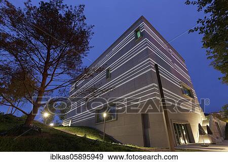 Bauhaus Museum, night photograph, architects Heike Hanada and Benedict Tonon, Weimar, Thuringia, Germany, Europe View Large Photo Image Stock Photo - Bauhaus Museum, night photograph, architects Heike Hanada and Benedict Tonon, Weimar, Thuringia, Germany, Europe. Fotosearch
