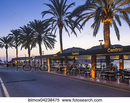 Beach promenade at dusk, Port d'Andratx, Majorca, Balearic Islands, Spain, Europe View Large Photo Image Stock Photography - Beach promenade at dusk, Port d'Andratx, Majorca, Balearic Islands, Spain, Europe. Fotosearch