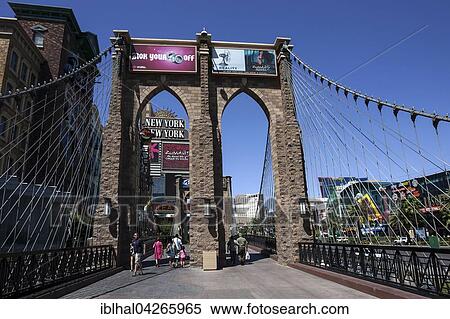 Stock Photography - Brooklyn Bridge replica, New York-New York Hotel, Las Vegas, Nevada, USA, North America. Fotosearch