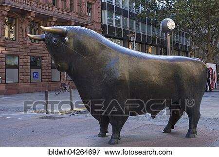 Bull sculpture in front of the stock exchange, Frankfurt am Main, Hesse, Germany, Europe View Large Photo Image Stock Photo - Bull sculpture in front of the stock exchange, Frankfurt am Main, Hesse, Germany, Europe. Fotosearch