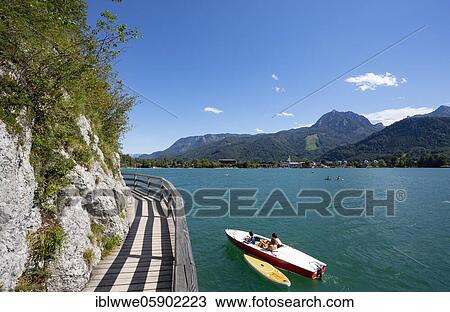 Stock Image - Bürglsteig with Rettenkogel, Strobl am Wolfgangsee, Salzkammergut, Country Salzburg, Austria, Europe. Fotosearch
