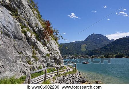 Stock Image - Bürglsteig with Rettenkogel, Strobl am Wolfgangsee, Salzkammergut, Country Salzburg, Austria, Europe. Fotosearch