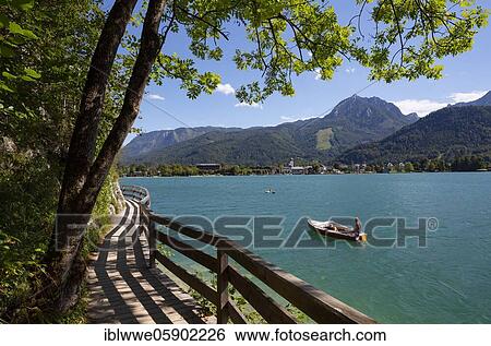 Stock Photograph - Bürglsteig with Rettenkogel, Strobl am Wolfgangsee, Salzkammergut, Country Salzburg, Austria, Europe. Fotosearch