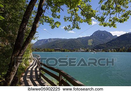 Stock Photography - Bürglsteig with Rettenkogel, Strobl am Wolfgangsee, Salzkammergut, Country Salzburg, Austria, Europe. Fotosearch