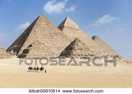 Picture - Camel riding at the pyramid complex, Giza, Egypt, Africa. Fotosearch