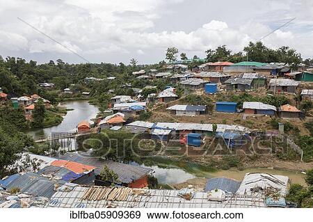 Stock Photo - Camp for Rohingya refugees from Myanmar, Kutupalong, Cox Bazar, Bangladesh, Asia. Fotosearch