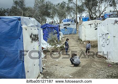 Camp Moria, Lesbos, Greece, Europe View Large Photo Image Stock Photo - Camp Moria, Lesbos, Greece, Europe. Fotosearch
