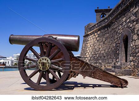 Cannon, fort, Castillo de San Gabriel, Arrecife, Lanzarote, Canary Islands, Spain, Europe View Large Photo Image Stock Image - Cannon, fort, Castillo de San Gabriel, Arrecife, Lanzarote, Canary Islands, Spain, Europe. Fotosearch