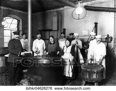 Stock Photograph - Canteen kitchen ca. 1910, place unknown, Germany, Europe. Fotosearch