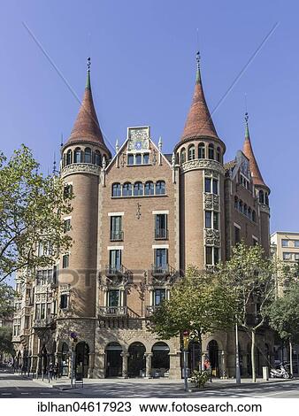 Stock Image - Casa de les Punxes, Barcelona, Catalonia, Spain, Europe. Fotosearch