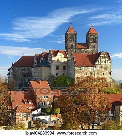Picture - Castle hill with collegiate church of St. Servatius, UNESCO, Quedlinburg, Saxony-Anhalt, Germany, Europe. Fotosearch