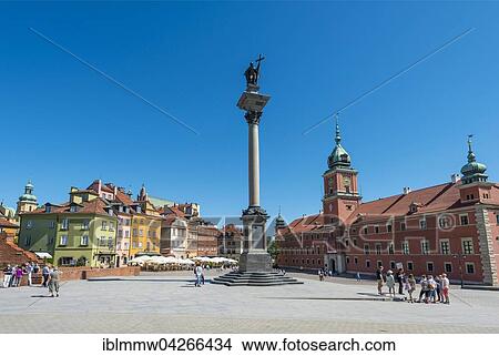 Picture - Castle Square, Royal Square with Sigismund column and Royal Castle, historic centre, Warsaw, Mazovia Province, Poland, Europe. Fotosearch