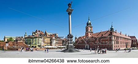 Stock Photo - Castle Square, Royal Square with Sigismund column and Royal Castle, historic centre, Warsaw, Mazovia Province, Poland, Europe. Fotosearch