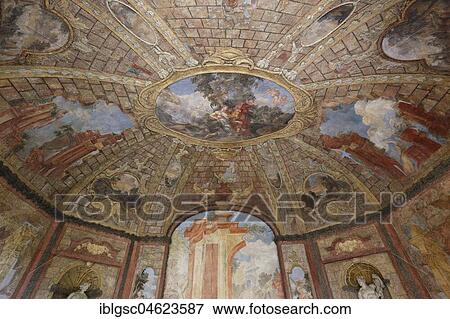 Ceiling Fresco in the Entrance Hall at Vrtba Garden, Prague, Czech Republic, Europe View Large Photo Image Stock Photo - Ceiling Fresco in the Entrance Hall at Vrtba Garden, Prague, Czech Republic, Europe. Fotosearch