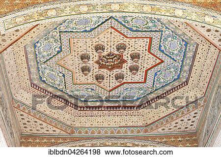 Stock Photo - Ceiling in the Bahia Palace, Palais de la Bahia, Marrakech, Morocco, Africa. Fotosearch