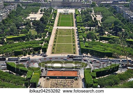 Champ de Mars from the Eiffel Tower, 7th Arrondissement, Paris, Ile-de-France, France, Europe View Large Photo Image Stock Image - Champ de Mars from the Eiffel Tower, 7th Arrondissement, Paris, Ile-de-France, France, Europe. Fotosearch
