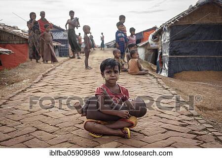 Stock Photo - Children, Camp for Rohingya refugees from Myanmar, Kutupalong, Cox Bazar, Bangladesh, Asia. Fotosearch
