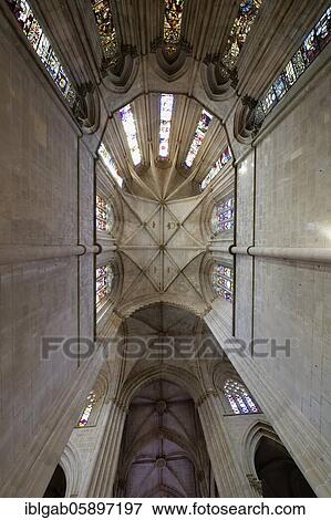 Stock Photo - Choir ceiling, Dominican Monastery of Batalha or Saint Mary of the Victory Monastery, Batalha, Leiria district, Portugal, Europe. Fotosearch