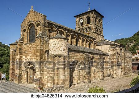 Picture - Church Saint-Gilles, Chamalières-sur-Loire, Haute Loire department, Auvergne-Rhône-Alpes, France, Europe. Fotosearch