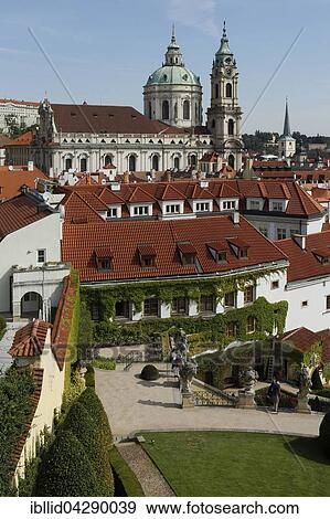 Church St. Nicolaus, in front Vrtba Garden, baroque gardens, UNESCO World Heritage Site, Mala Strana, Prague, Czech Republic, Europe View Large Photo Image Stock Photo - Church St. Nicolaus, in front Vrtba Garden, baroque gardens, UNESCO World Heritage Site, Mala Strana, Prague, Czech Republic, Europe. Fotosearch