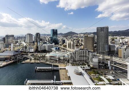City view with harbour, Kobe, Japan, Asia View Large Photo Image Stock Photo - City view with harbour, Kobe, Japan, Asia. Fotosearch