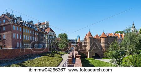 Stock Photo - City wall and old houses, historic centre, Warsaw, Mazovia Province, Poland, Europe. Fotosearch