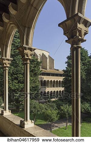 Stock Photo - Cloister, Pedralbes Monastery, Monestir de Pedralbes, Barcelona, Catalonia, Spain, Europe. Fotosearch