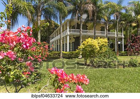 Colonial Villa Mon Plaisir, Pamplemousses Botanical Garden, Mauritius, Africa View Large Photo Image Picture - Colonial Villa Mon Plaisir, Pamplemousses Botanical Garden, Mauritius, Africa. Fotosearch