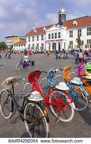 Colourful bicycles, Taman Fatahillah Square, Stadhuis behind, Kota, historic centre of Jakarta, West Java, Java, Indonesia, Asia View Large Photo Image Picture - Colourful bicycles, Taman Fatahillah Square, Stadhuis behind, Kota, historic centre of Jakarta, West Java, Java, Indonesia, Asia. Fotosearch