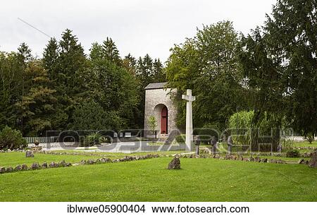 Picture - Concentration camp cemetery, concentration camp memorial site Ebensee, Ebensee, Salzkammergut, Upper Austria, Austria, Europe. Fotosearch