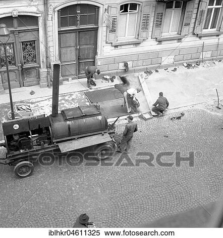 Construction workers repair and tar the pavement, road construction, ca. 1950, Freiburg, Germany, Europe View Large Photo Image Stock Photography - Construction workers repair and tar the pavement, road construction, ca. 1950, Freiburg, Germany, Europe. Fotosearch