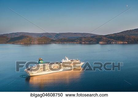 Cruise ship in the fjord, Greenland, North America View Large Photo Image Stock Image - Cruise ship in the fjord, Greenland, North America. Fotosearch