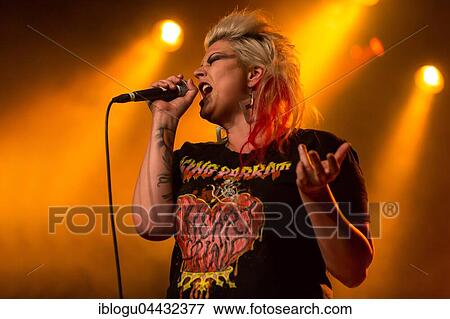 Stock Photo - Dallas Frasca, singer and front woman of the Australian rock band Dallas Frasca live in the Schüür Lucerne, Switzerland, Europe. Fotosearch