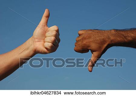 Picture - Decision, Thumbs up, thumbs down, Germany, Europe. Fotosearch