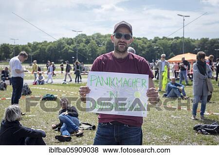 Stock Photo - Demonstration against corona measures on 16 May 2020 at Theresienwiese, Munich, Bavaria, Germany, Europe. Fotosearch