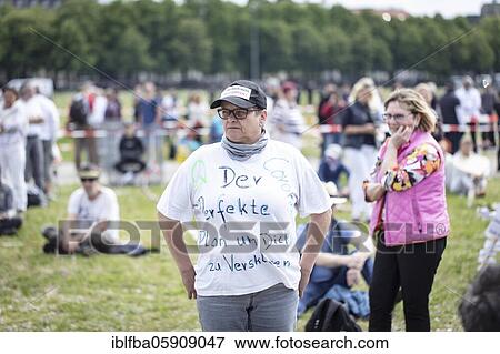 Stock Photo - Demonstration against corona measures on 16 May 2020 at Theresienwiese, Munich, Bavaria, Germany, Europe. Fotosearch
