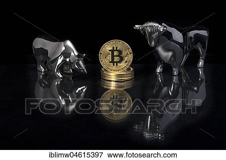 Digital currency, Bitcoin coins with bull and bear View Large Photo Image Stock Photo - Digital currency, Bitcoin coins with bull and bear. Fotosearch