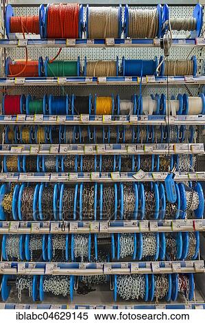 DIY store, ropes, cords and chains, Bavaria, Germany, Europe View Large Photo Image Stock Photography - DIY store, ropes, cords and chains, Bavaria, Germany, Europe. Fotosearch