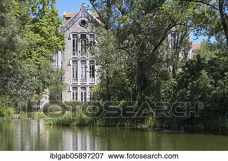 Stock Photo - Dom Carlos park and former school building, Caldas da Rainha, Estremadura, Portugal, Europe. Fotosearch