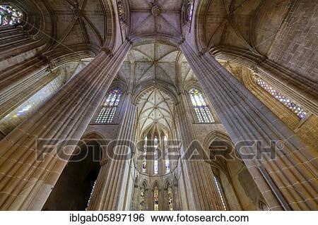 Stock Photograph - Dominican Monastery of Batalha or Saint Mary of the Victory Monastery, Interior, Batalha, Leiria district, Portugal, Europe. Fotosearch