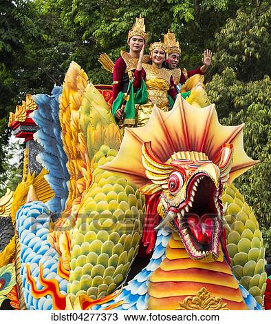Stock Image - Dragon float, National Day parade, Klaten, Central Java, Java Island, Indonesia, Asia. Fotosearch