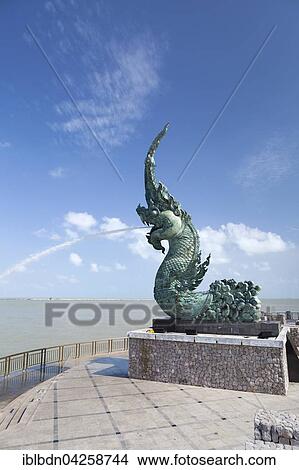 Picture - Dragon fountain on the promenade in Songkhla, Thailand, Asia. Fotosearch