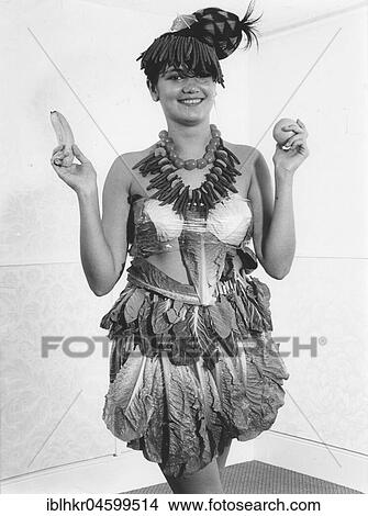 Picture - Dress from vegetables, England, Great Britain. Fotosearch