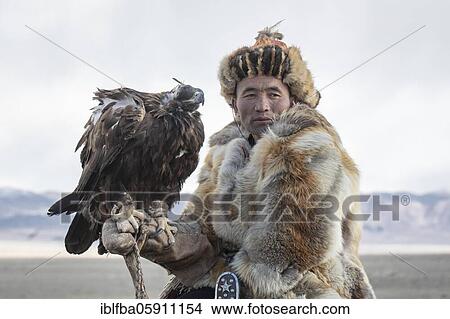 Picture - Eagle Hunter, Kisil Czar, Altai Mountains, Mongolia, Asia. Fotosearch