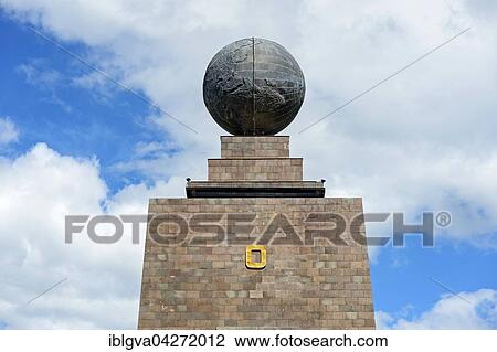 Stock Image - Eastern side of the Equatorial Monument, La Mitad del Mundo, center of the world, Ciudad Mitad del Mundo, San Antonio de Pichincha, Pichincha Province, Ecuador, South America. Fotosearch