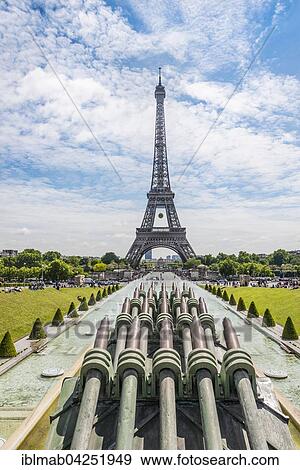 Stock Photo - Eiffel Tower, Tour Eiffel, Trocadero, the Trocadero gardens, Paris, Ile-de-France, France, Europe. Fotosearch